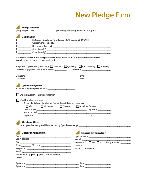 Pledge Application Pledge Form Template For Nonprofit In 2023 | Templatesz234.com ...