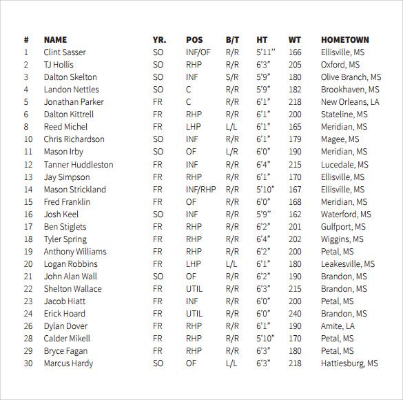 Creating The Perfect Softball Roster Template | Templatesz234.com ...