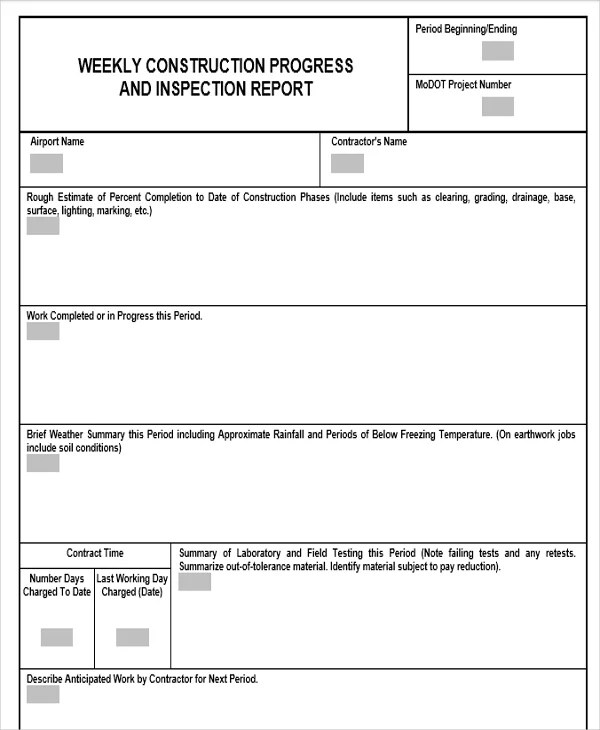 What Is A Weekly Construction Progress Report Template? | Templatesz234 ...