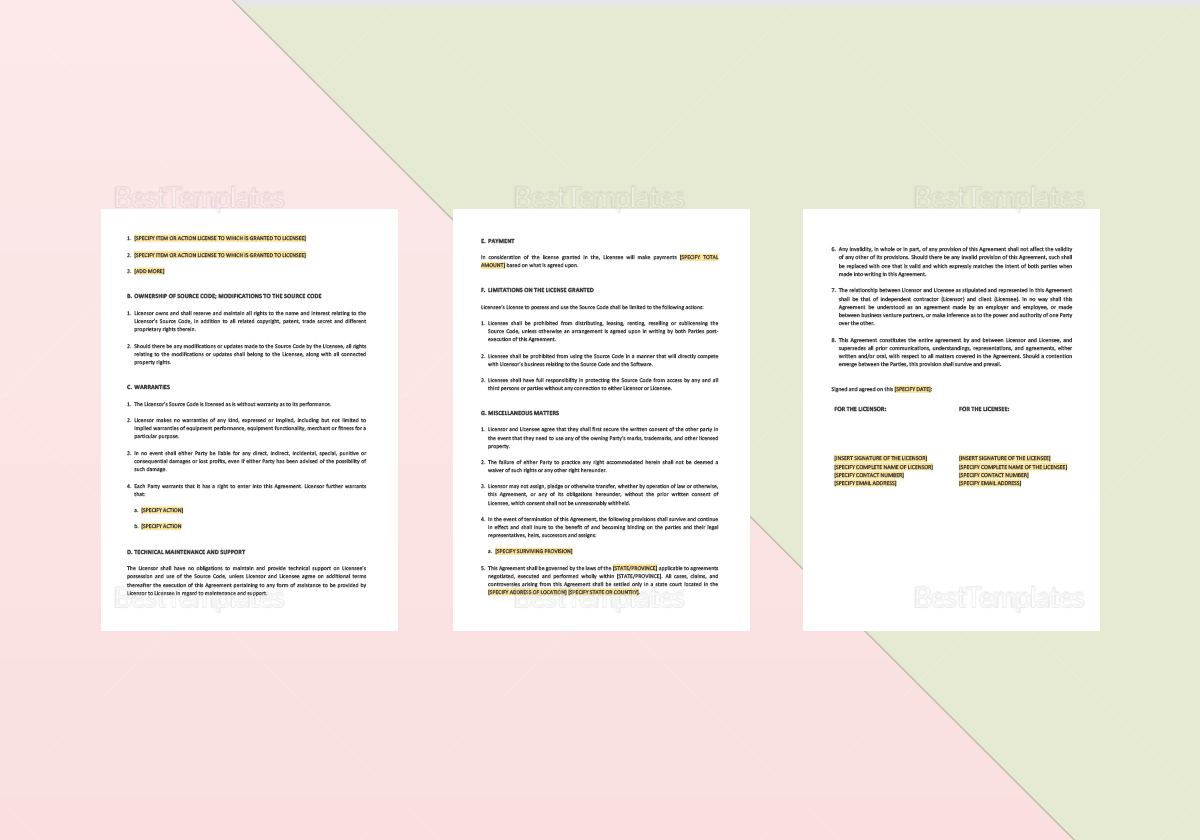 Interim Code Rights Agreement Example License Agreement For Use Of Source Code | Templatesz234.com ...