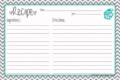 Stationery Templates For Recipe Cards