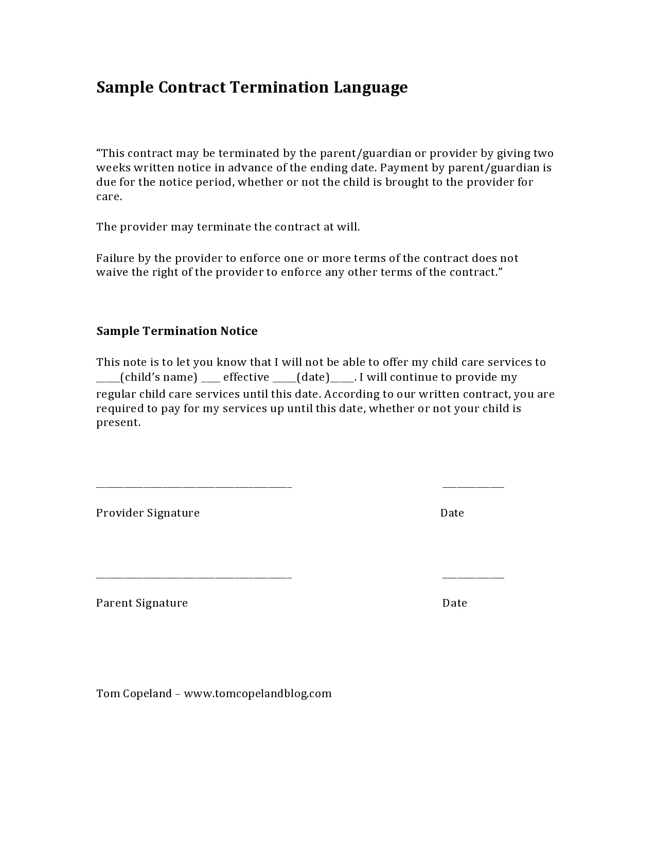Letter Template For Contract Terminations | Templatesz234.com ...