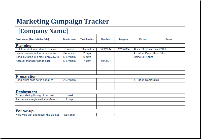 Marketing Campaign Brochure Tracker Template